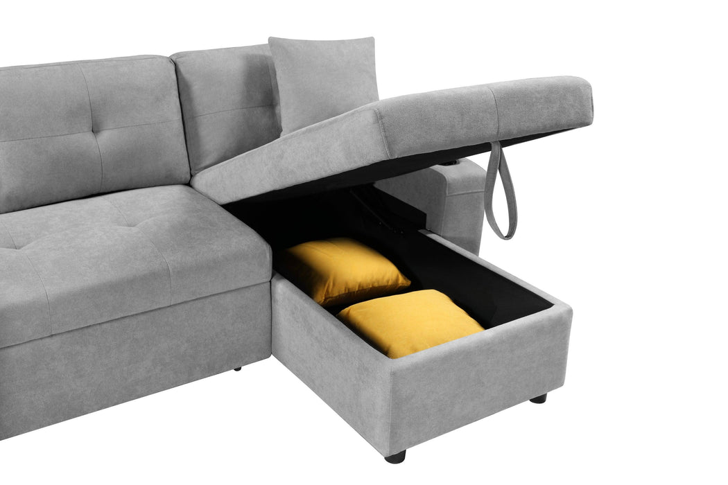 convertible corner sofa with armrestStorage, living room and apartment sectional sofa, right chaise longue and grey