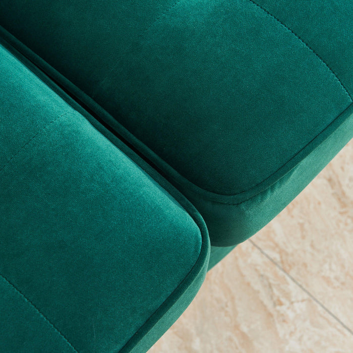 Modern Velvet  fabric sofa 71" - Emerald