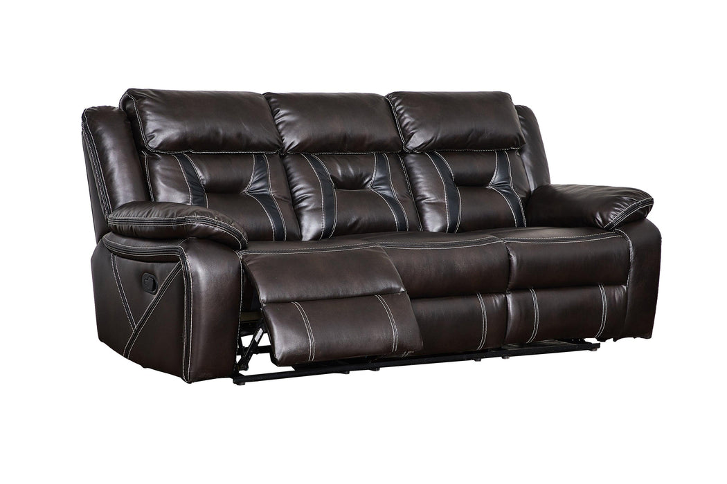 Reclining upholstered manual puller in faux leather, Brown 85.83*38.58*40.16