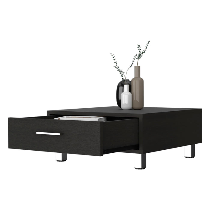 Lombard 1-Drawer Rectangle Coffee Table Black Wengue