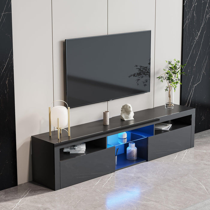 BlackModern simple TV cabinet，2Storage Cabinet with Open Shelves for Living Room Bedroom