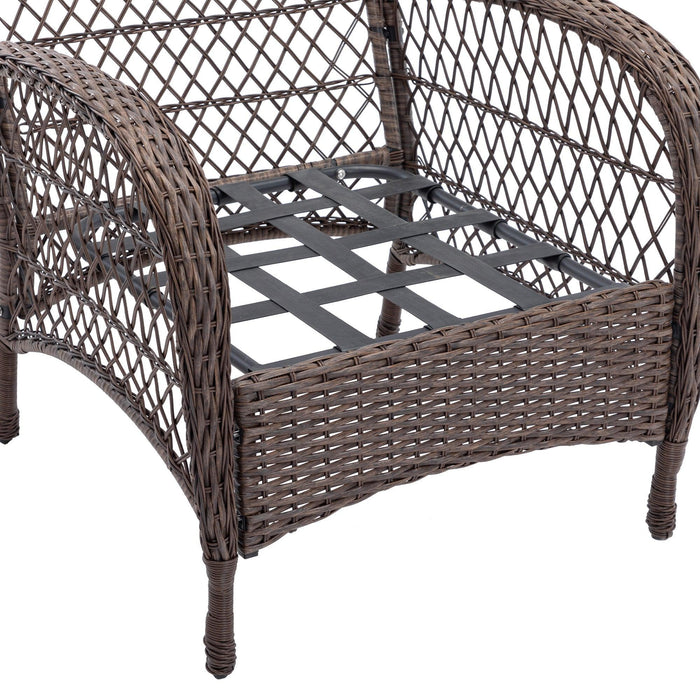 4 PCS Outdoor FurnitureModern Wicker Rattan Seating Set with Navy Cushion