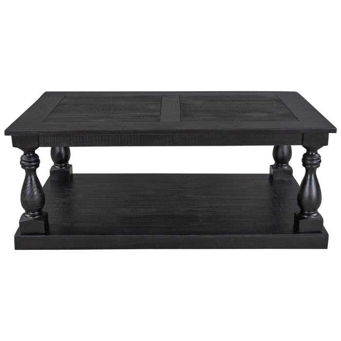 Rustic Floor Shelf Coffee Table withStorage,Solid Pine Wood (As same As WF287269AAB)