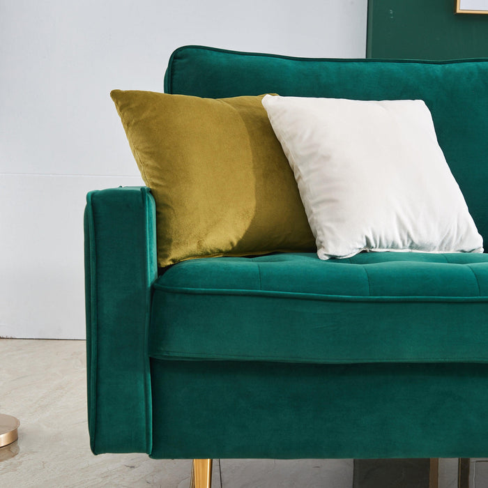 Modern Velvet  fabric sofa 71" - Emerald