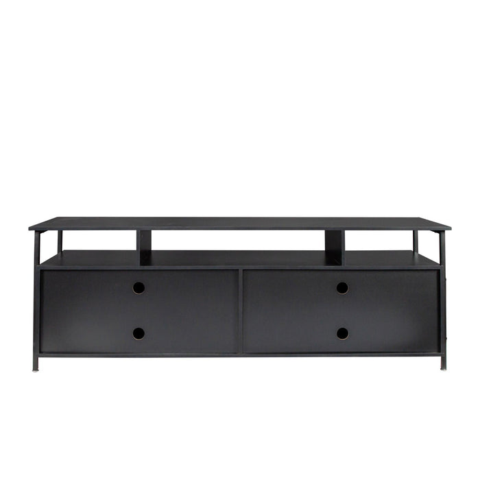 BlackModern simple wood grain TV cabinet 80-inch TV stand, open shelving multi-layerStorage