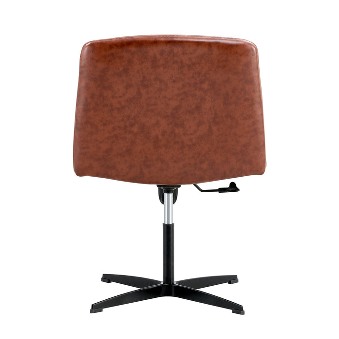 Office chair Brown PU Material. Home Computer Chair Office Chair Adjustable 360 °Swivel Cushion Chair With Black Foot Swivel Chair Makeup Chair Study Desk Chair. No Wheels