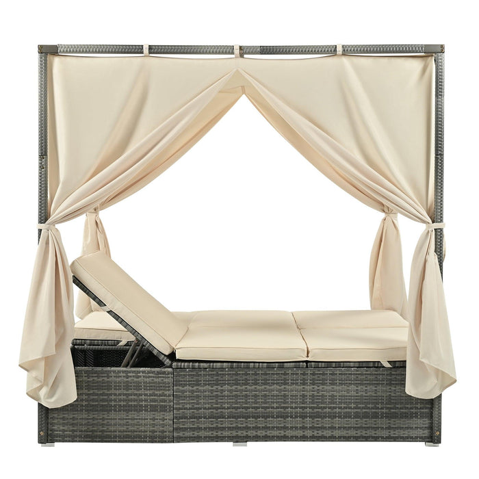 Adjustable Sun Bed With Curtain,High Comfort，With 3 Colors