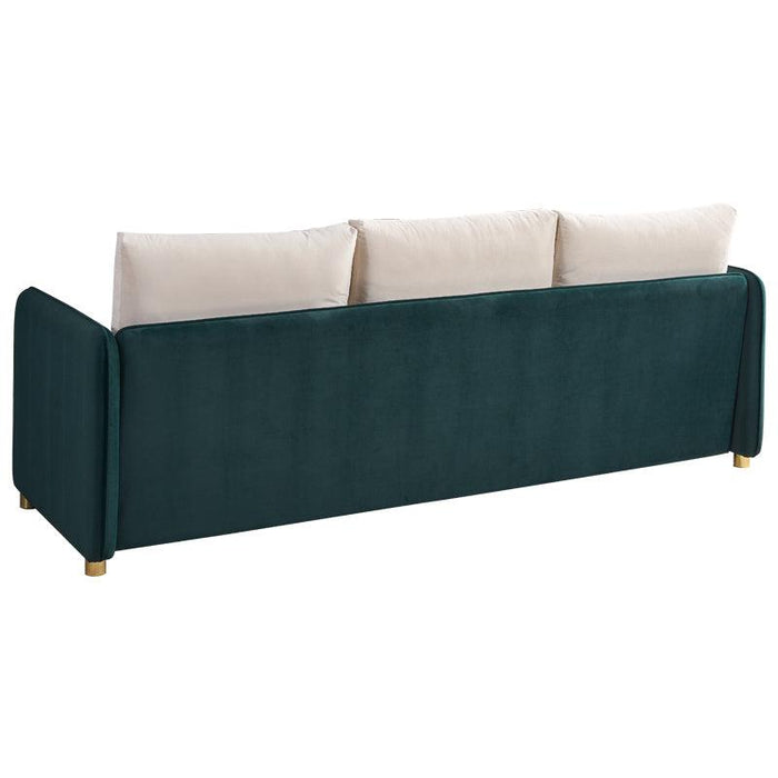 Velvet Sofa BEIGE & GREEN Color