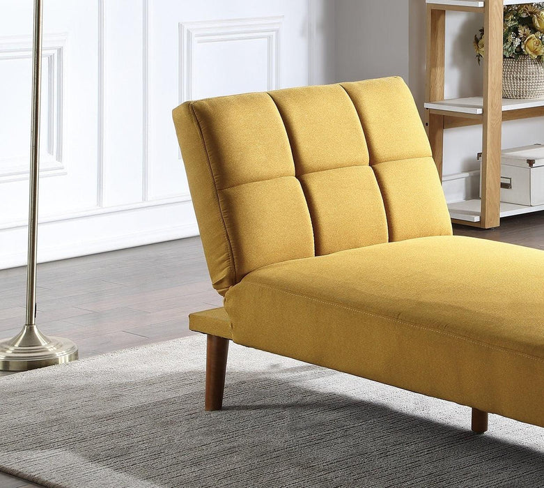 Mustard Polyfiber Adjustable Chaise Bed Living Room Solid wood Legs Tufted Comfort Couch