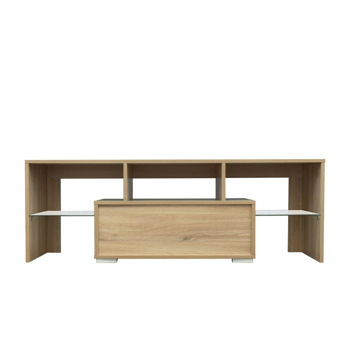 TV Stand with LED RGB Lights,Flat Screen TV Cabinet, Gaming Consoles - in Lounge Room, Living Room and Bedroom,Rustic oak