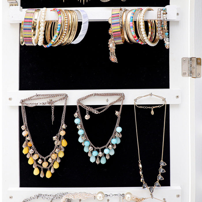 Fashion Simple JewelryStorage Mirror Cabinet With LED Lights Can Be Hung On The Door Or Wall