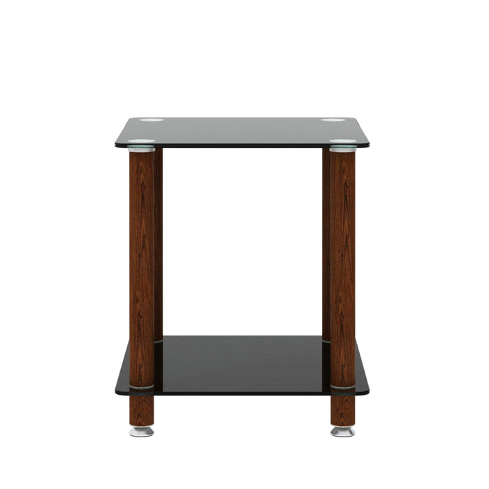 1-Piece Black + Walnut Side Table , 2-Tier Space End Table ,Modern Night Stand, Sofa table, Side Table withStorage Shelve