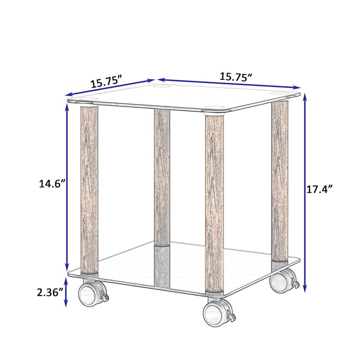 1-Piece Black + Walnut Side Table , 2-Tier Space End Table ,Modern Night Stand, Sofa table, Side Table withStorage Shelve