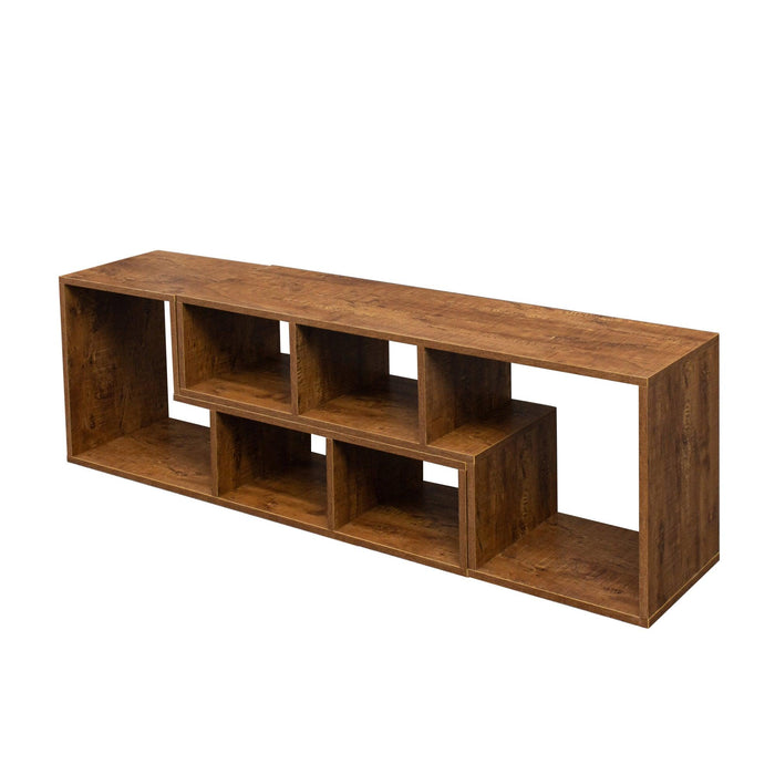 Double L-Shaped TV Stand，Display Shelf ，Bookcase for Home Furniture,Walnut