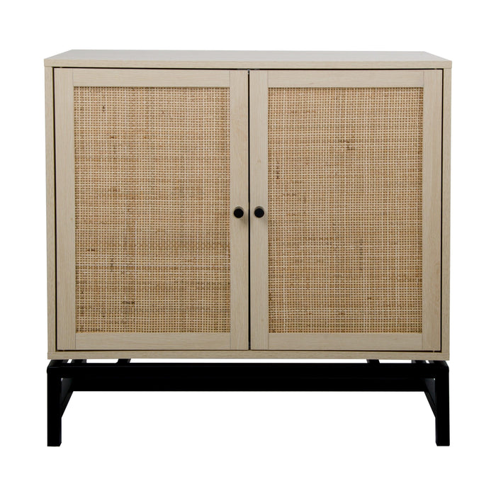 Natural rattan，2 door cabinet，with 1 Adjustable Inner Shelves，rattan，AccentStorage Cabinet