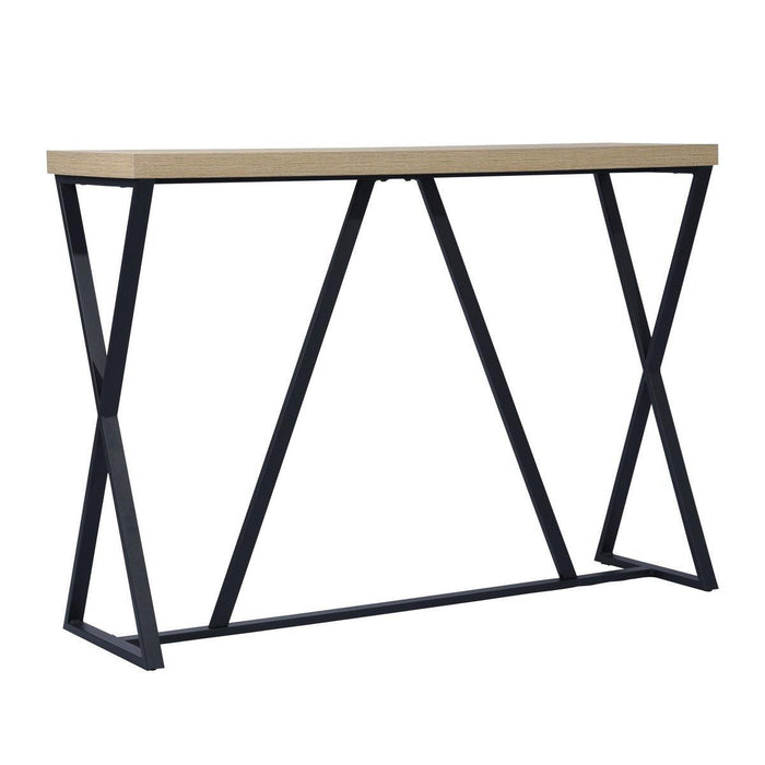 47.2'' Sofa Table; Wood Rectangle Console Table with Metal Frame - Oak & Black