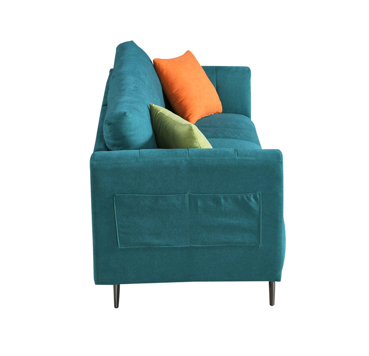 76.3 inch Sofa Couch,Modern Sofa Loveseat Furniture, Fabric Loveseats Couch with 2 Side Pockets, Deep Seat Sofa for Living Room, Bedroom, Apartment, Movable Back (Green)