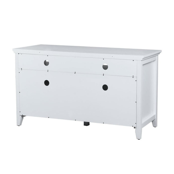 48 INCH TV Stand， TV Stands & Entertainment Centers with 3-Door Cabinet - white