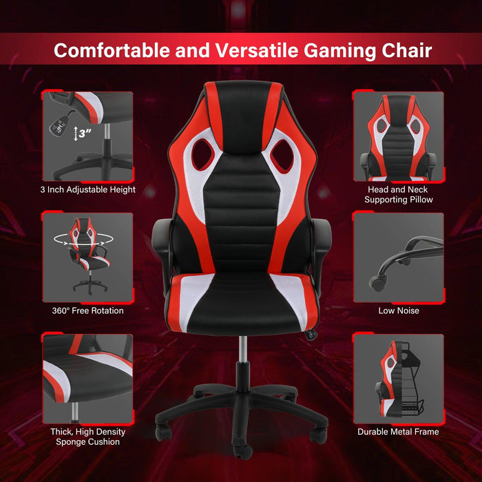 Gaming Office High Back Computer Ergonomic Adjustable Swivel Chair, Black/Red/White