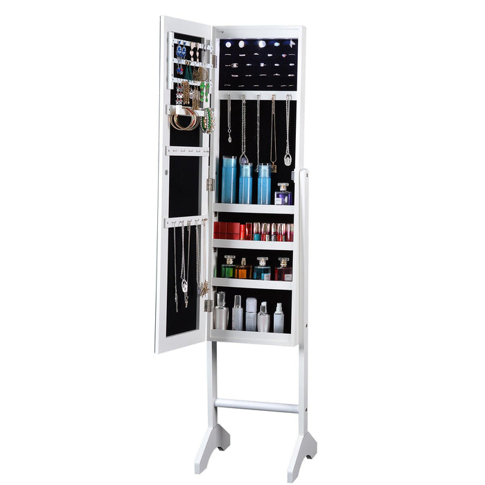 Full Mirror Fashion Simple JewelryStorage Cabinet  With Led Light  Can Be Hung On The Door Or Wall