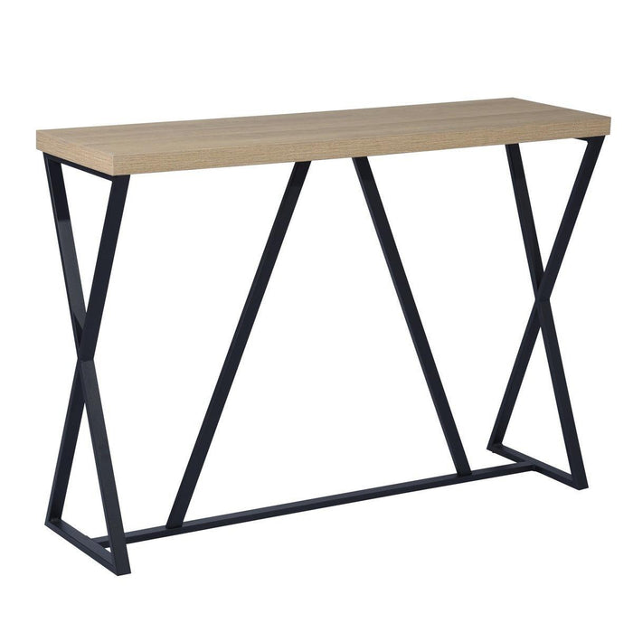 47.2'' Sofa Table; Wood Rectangle Console Table with Metal Frame - Oak & Black