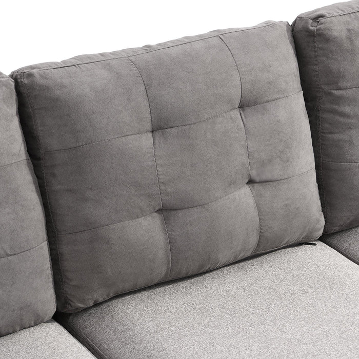 Sofa Set  for Living Room with Chaise Lounge andStorage Ottoman Living Room Furniture  Gray