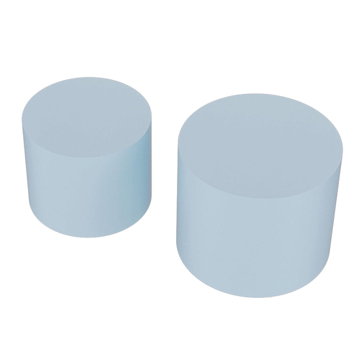 Nesting table set of 2 MDF Side Table Round Shape Blue