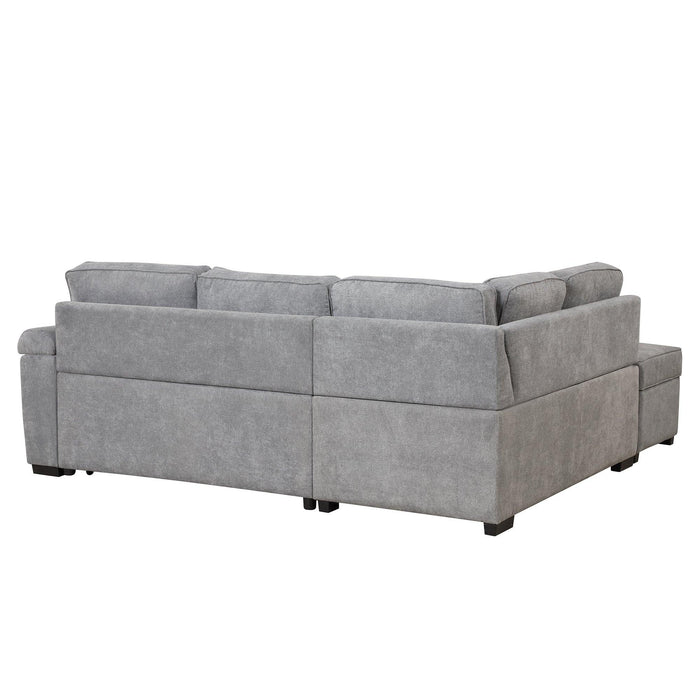 87.4" Sleeper Sofa Bed,2 in 1 Pull Out sofa bed L Shape Couch withStorage Ottoman for Living Room,Bedroom Couch and Small Apartment，Gray