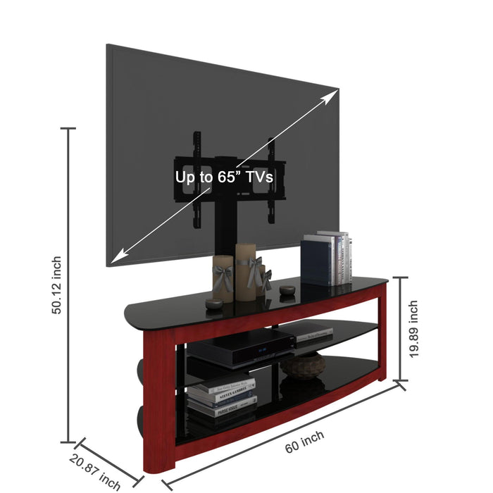 Walnut TV Stand with 2 TierStorage Space Fits TV Up To 65 in