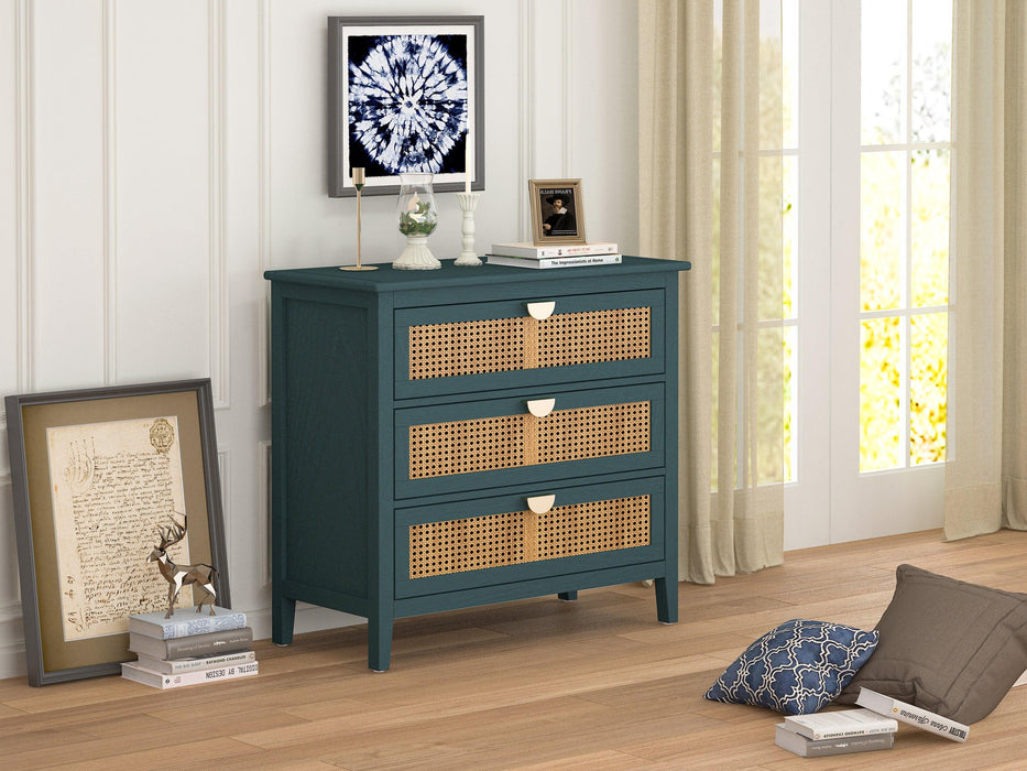 3 Drawer Cabinet,Natural rattan,American Furniture,Suitable for bedroom, living room, study