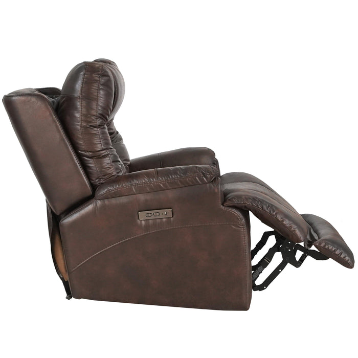 Leather Gel Zero Gravity Brown 37.5W” Width Power Recliner with Power Headrest ( Sofa )