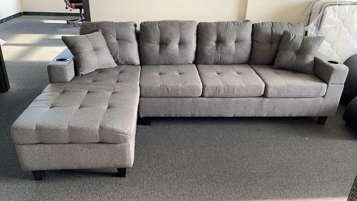 sectional sofa left with footrest, convertible corner sofa with armrestStorage, sectional sofa for living room and apartment, chaise longue left (grey)