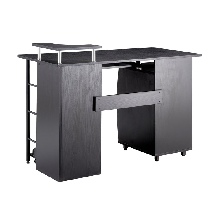 solid wood computer Desk,office table with PC droller,Storage shelves and file cabinet , two drawers, CPU tray,a shelf  used for planting, single , black. 47.24''L 21.65''W 34.35''H