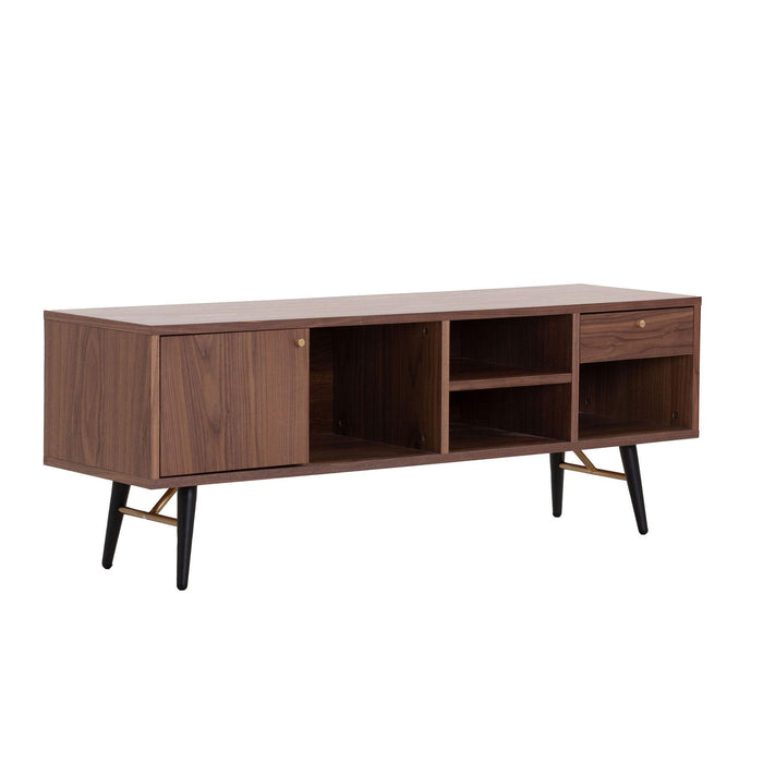 Mid-CenturyModern Low Profile Media Console TV Stand, Walnut