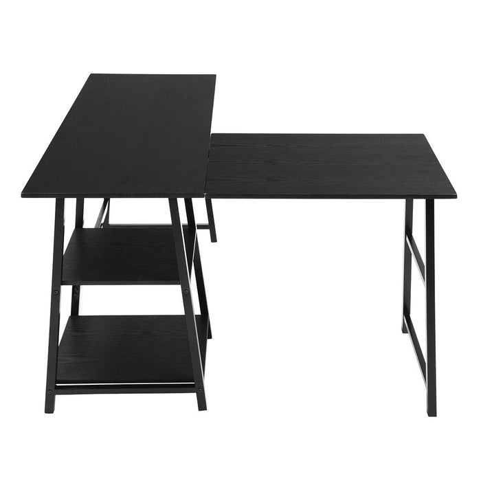 43.5"W X 27.6" D L-Shaped Corner Computer Desk with Open Shelves, BLACK