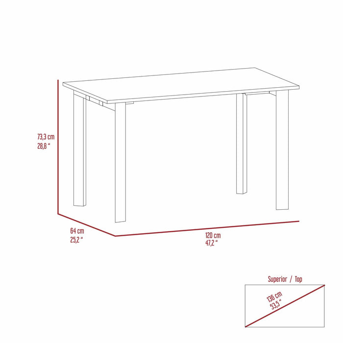 Preston Rectangle Writing Desk with Steel Legs Mahogany