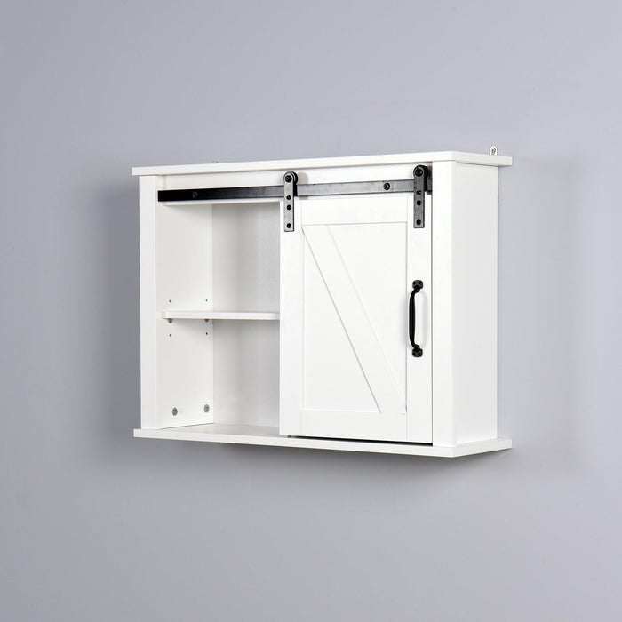 Bathroom Wall Cabinet with 2 Adjustable Shelves WoodenStorage Cabinet with a Barn Door 27.16x7.8x19.68 inch