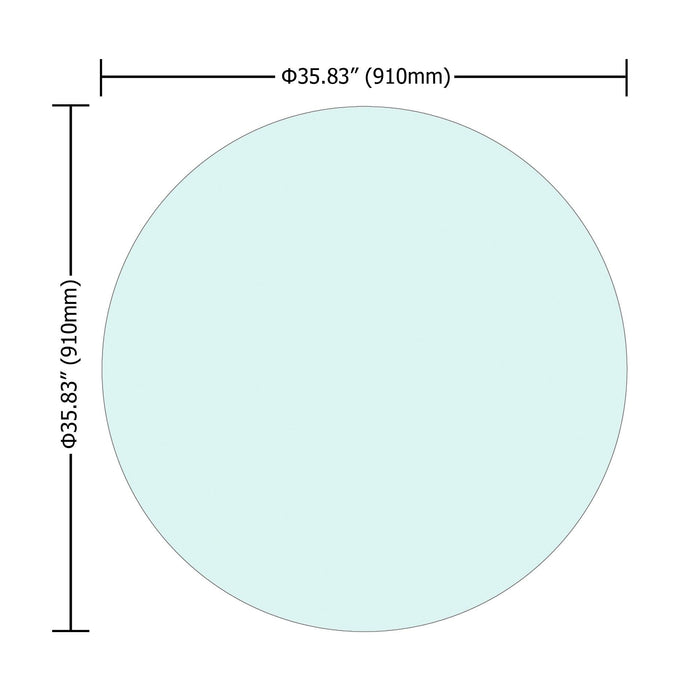 36" Inch Round Tempered Glass Table Top Clear Glass 1/4’’ Inch Thick Round Polished Edge