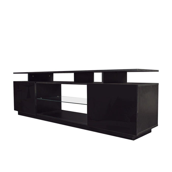 Black TV Stand for 80 Inch TV Stands, Media Console Entertainment Center Television Table, 2Storage Cabinet with Open Shelves for Living Room Bedroom