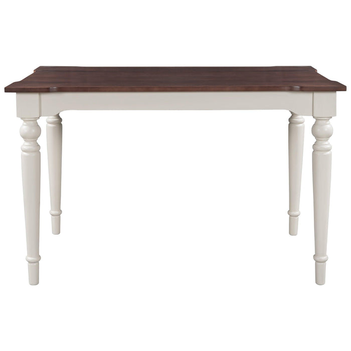 Wood Retro Classical Dining Table, Cherry Top+White Legs