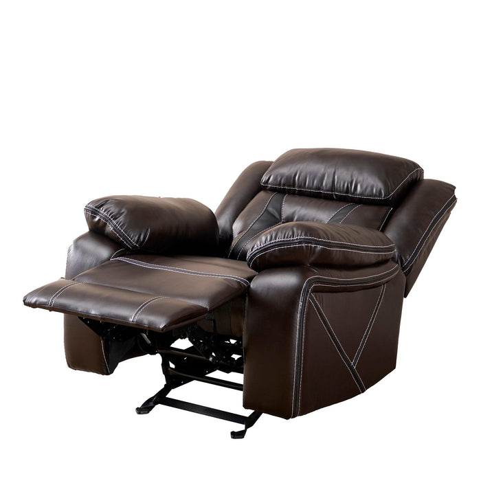 Reclining upholstered manual puller in faux leather, Brown 38.58*38.58*40.16