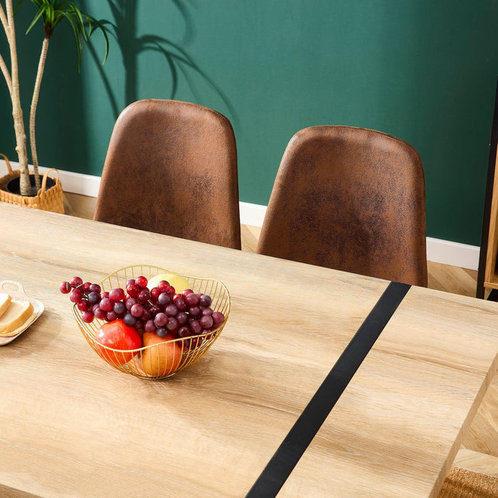 Rustic Industrial Rectangular Wood Dining Table For 4-6 Person, With 1.5" Thick Engineered Wood Tabletop and Black Metal Legs, Writing Desk For Kitchen Dining Living Room, 63" W x 35.4" D x 29.9" H