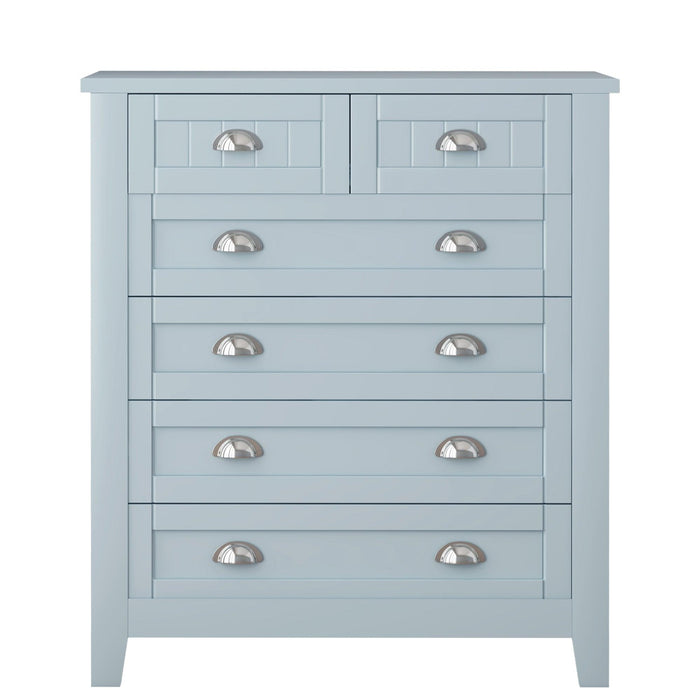 DRAWER DRESSER CABINET，BAR CABINET, storge cabinet, lockers, retro shell-shaped handle, can be placed in the living room, bedroom, dining room, Blue-gray