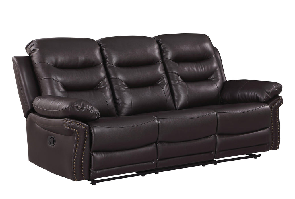 Global United  Leather Air Upholstered Reclining Sofa with Fiber Back