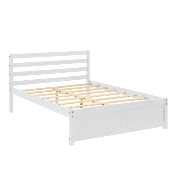 Full  Size Wood Platform Bed Frame with Headboard for whiet color