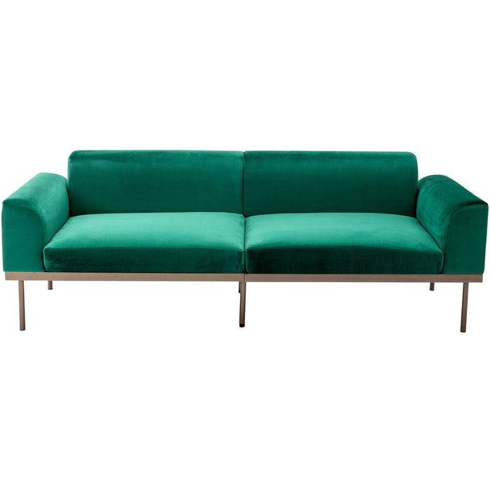 Modern Velvet Sofa with Metal Legs,Loveseat Sofa Couch with Two Pillows for Living Room and Bedroom, Green