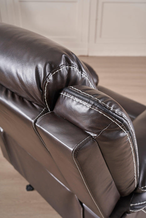 Reclining upholstered manual puller in faux leather, Brown 38.58*38.58*40.16