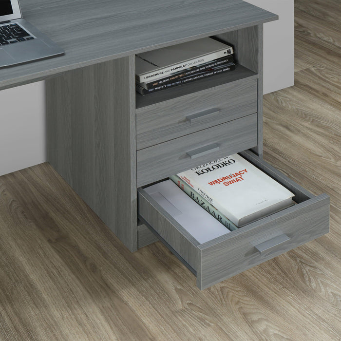 Techni Mobili Classic Computer Desk with Multiple Drawers, Grey