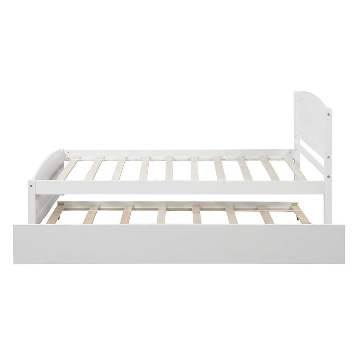 Twin size Platform Bed with Trundle, White