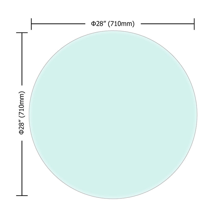 28" Inch Round Tempered Glass Table Top Clear Glass 1/2" Inch Thick Beveled Polished Edge